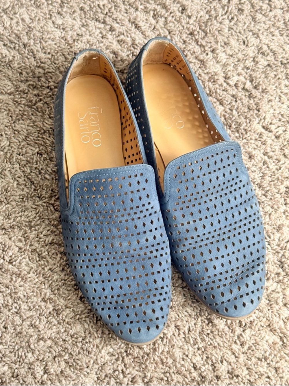 Franco Sarto • Blue Perforated Slip-On Loafers Size 8.5